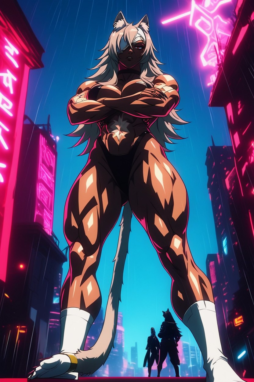 Medium Breast, Staring At Viewer, Very Muscular Female Hentai AI Porn