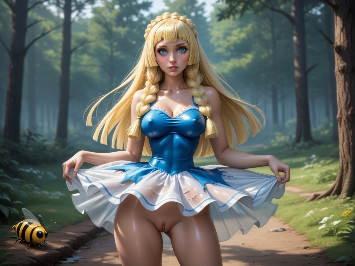 Perfect Tan Shiny Skin, Standing In Bed Front Of Extremely Large Perfect Eyes, Woods Porno IA