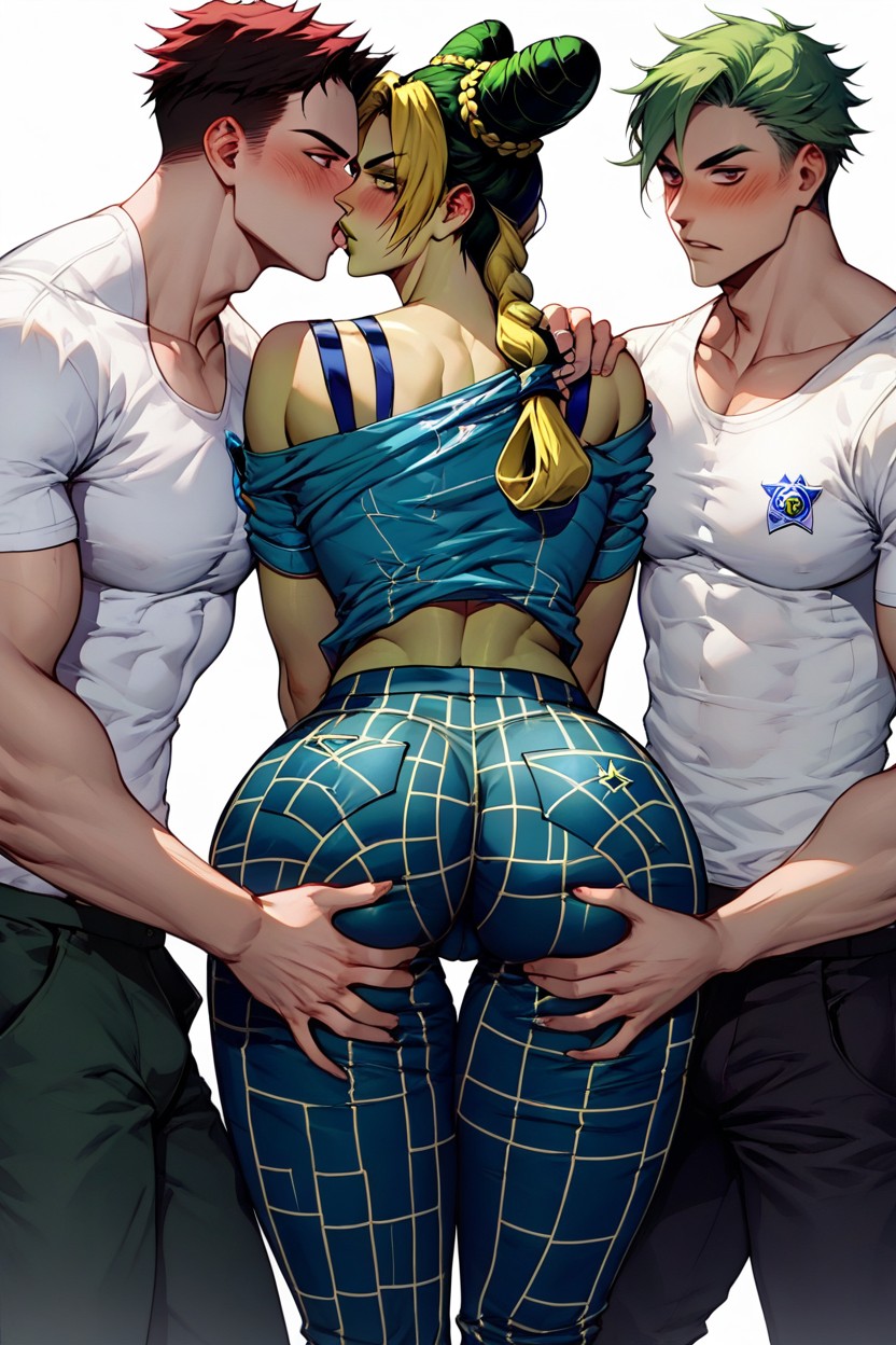 Thighs Exposed, Embarrassed , Jolyne Standing Hentai AI Porn