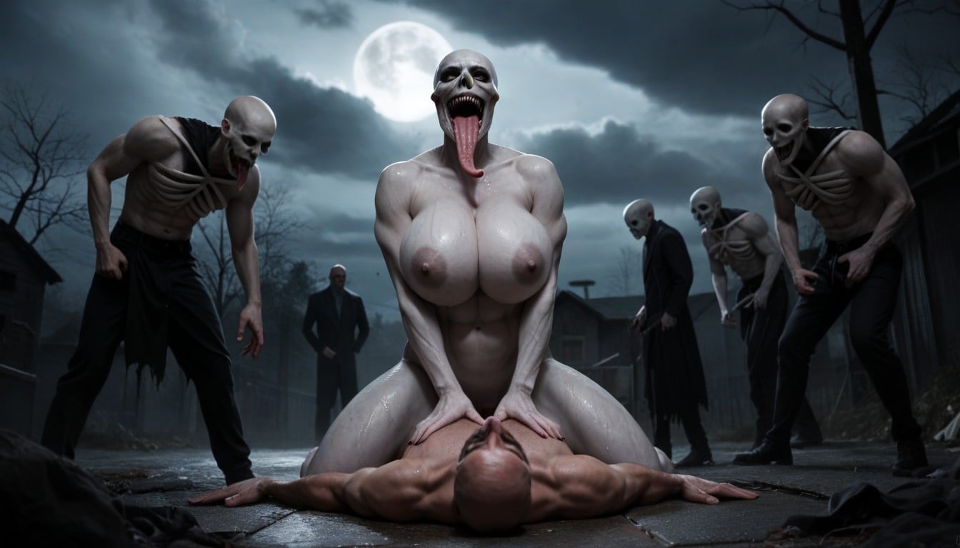 Bald, Dark Ambient Horror Atmosphere, Sonrisa Diabólica Porno IA