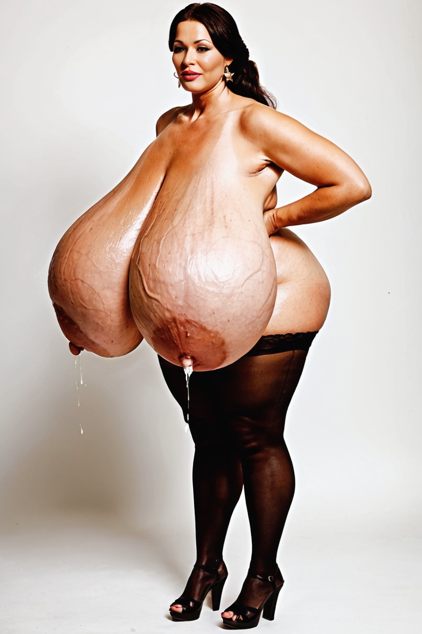 Tits Bigger Than Body, Simple Background, Wide Cleavage Porno IA