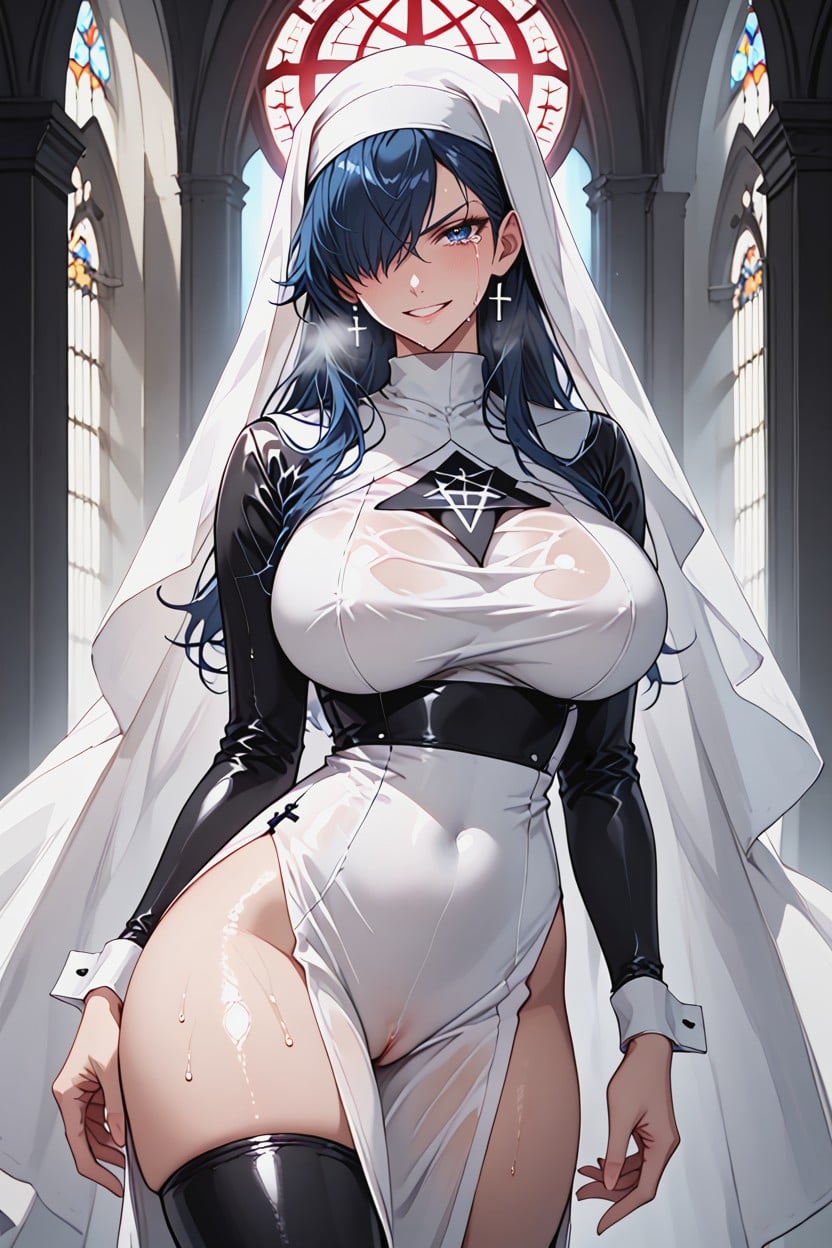 Deep Dark Blue Eyes, Rounded Ass, Disgusted Hentai AI Porn