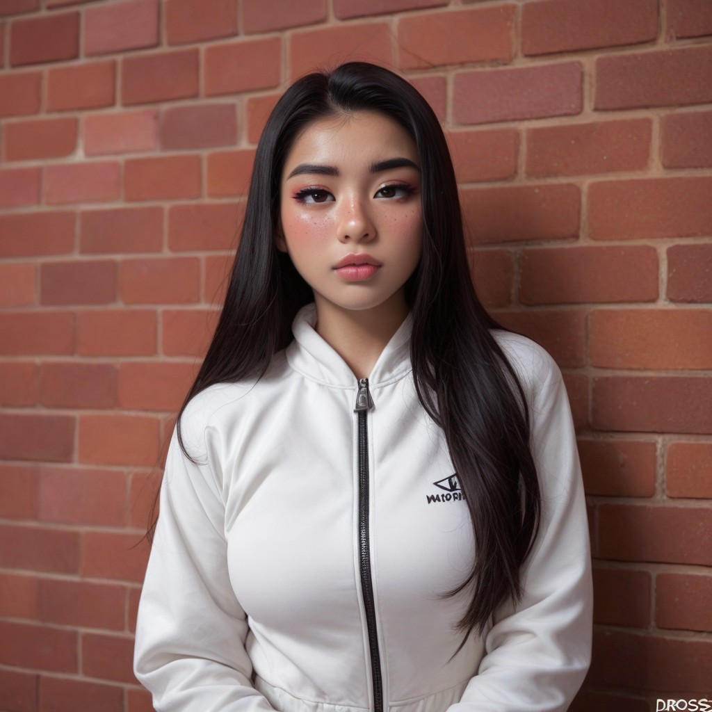 Leaning On A Wall, Fully Clothed, Freckles AI Porn