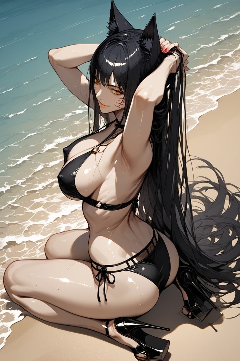 Arms Up, 25+, Black Hair Hentai AI Porn