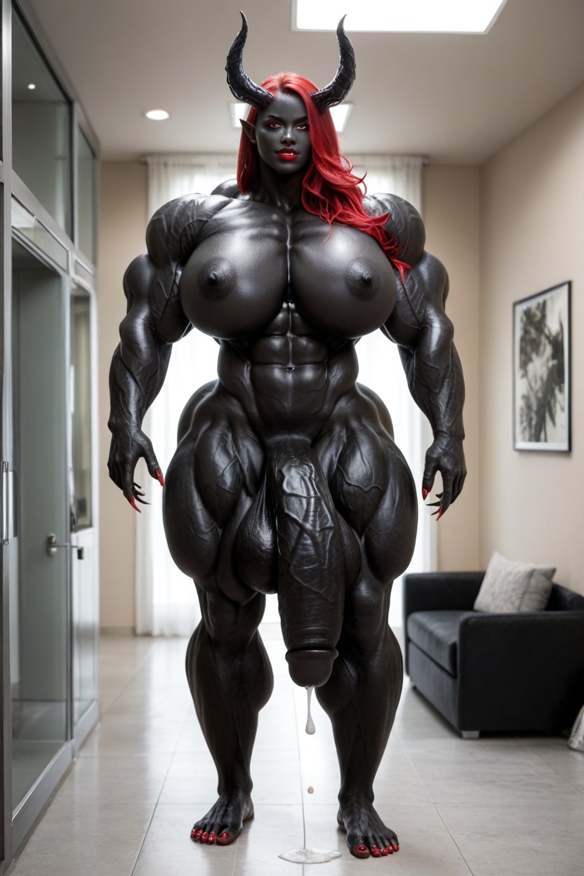 Futanari Penis Dripping Pre Cum, 25+, Giant Body Shemale AI Porn