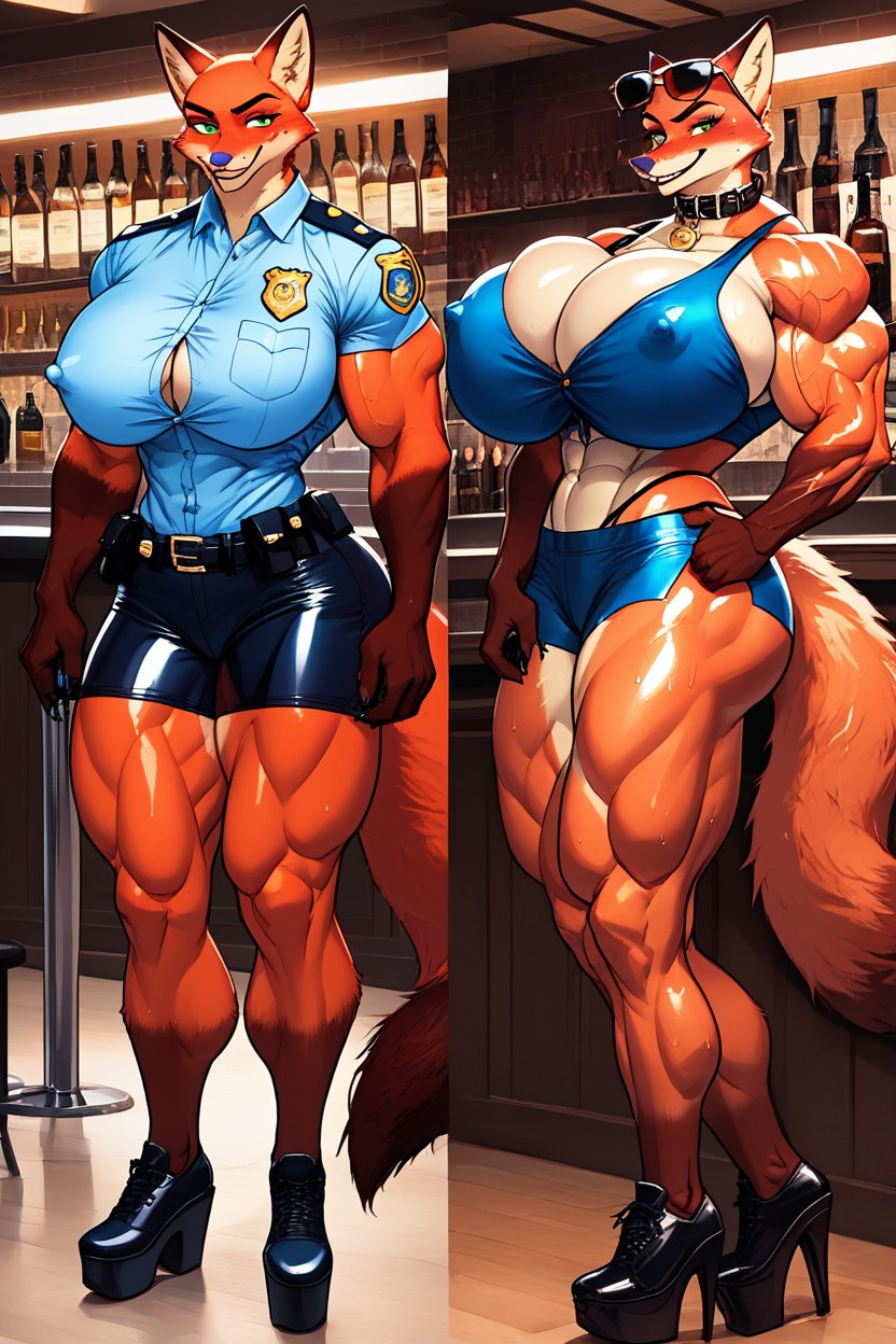 Standing, Collar Tag, Multiple Views Furry AI Porn