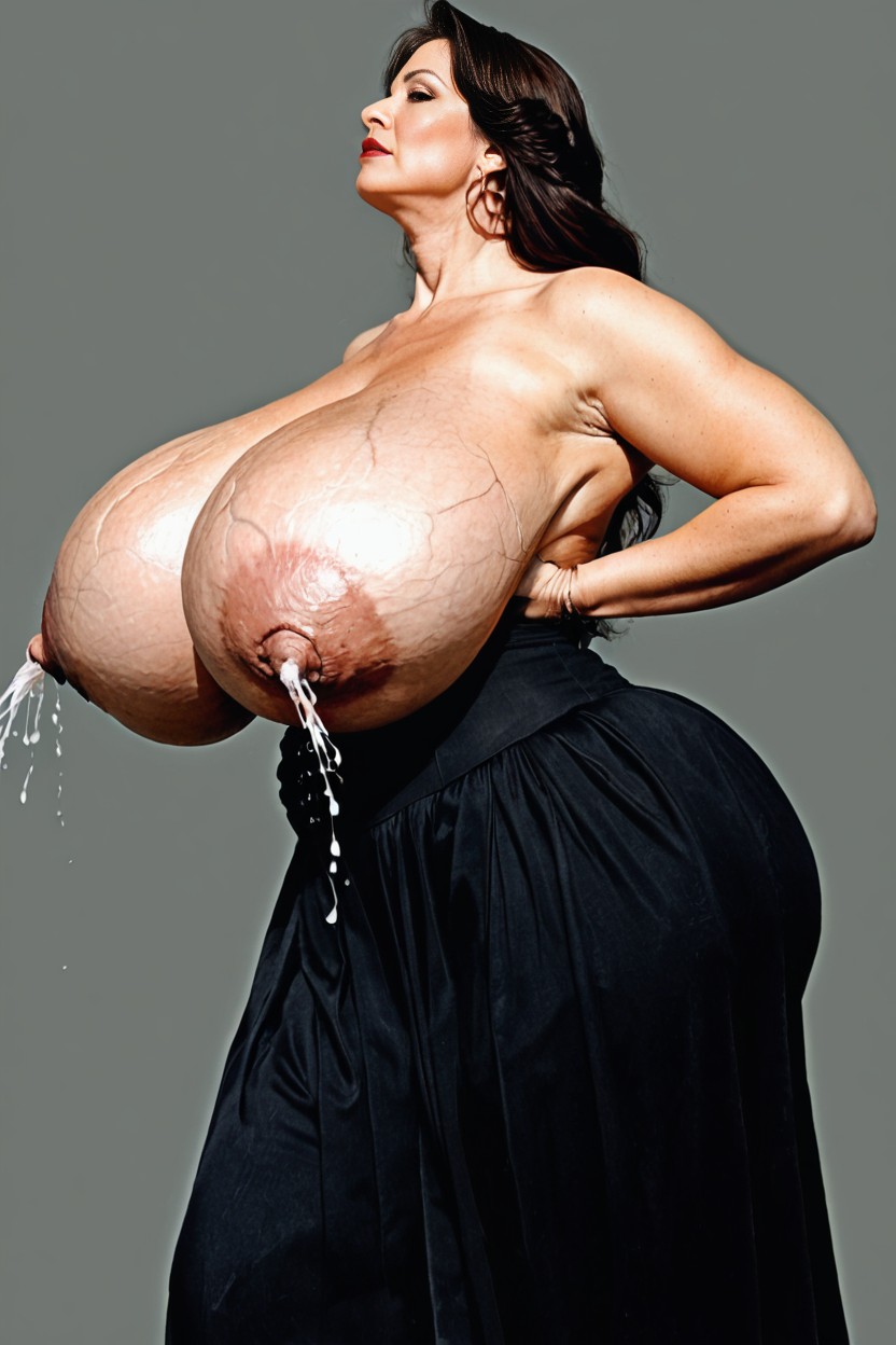Saggy Tits, Large Areola, Simple Background AI Porn