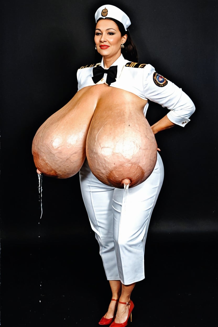 Enormously Insane Massive Gigantic Breasts, Large Areola, Pink Nipples AI Porn