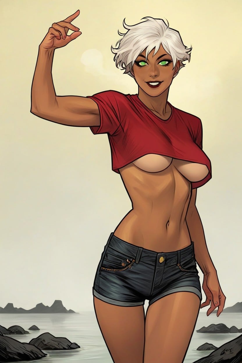 Dark Tanned Skin, 18+, Rounded Breast Hentai AI Porn