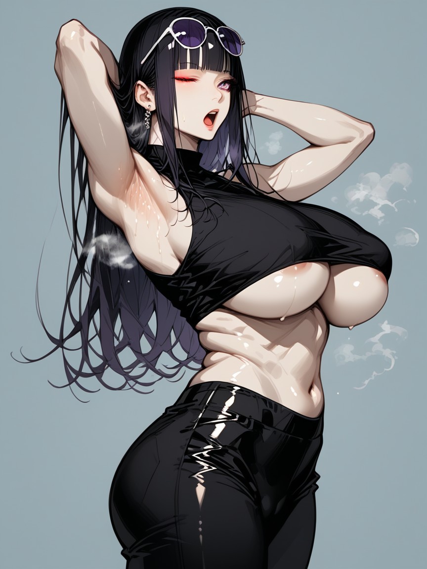 Side View, Alluring Cleavage, Too Much Plump Breasts And Ass Hentai AI Porn