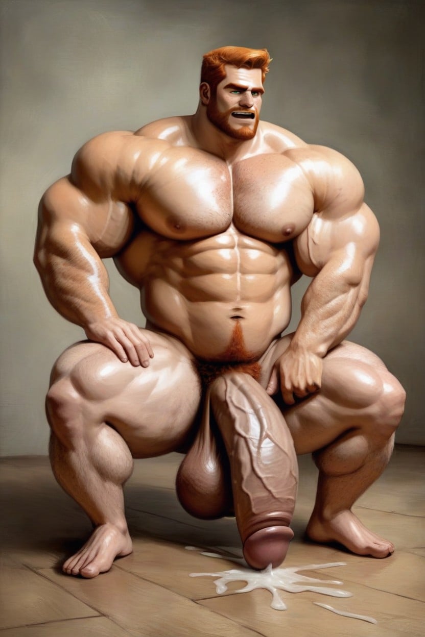Flaccid Cock Bigger Than Leg, Orgasm, Ginger Hair AI Gay Porn