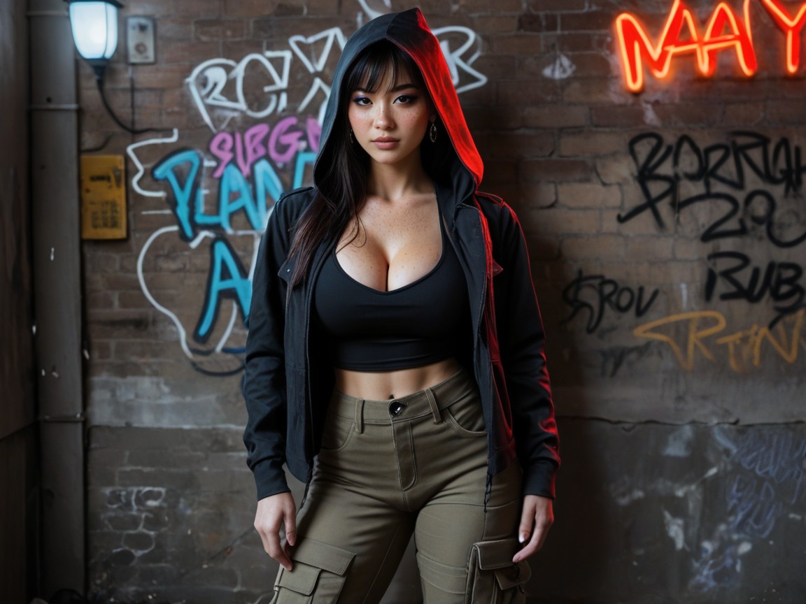 Back To The Wall, Hair Bangs, Sleeveless AI Porn