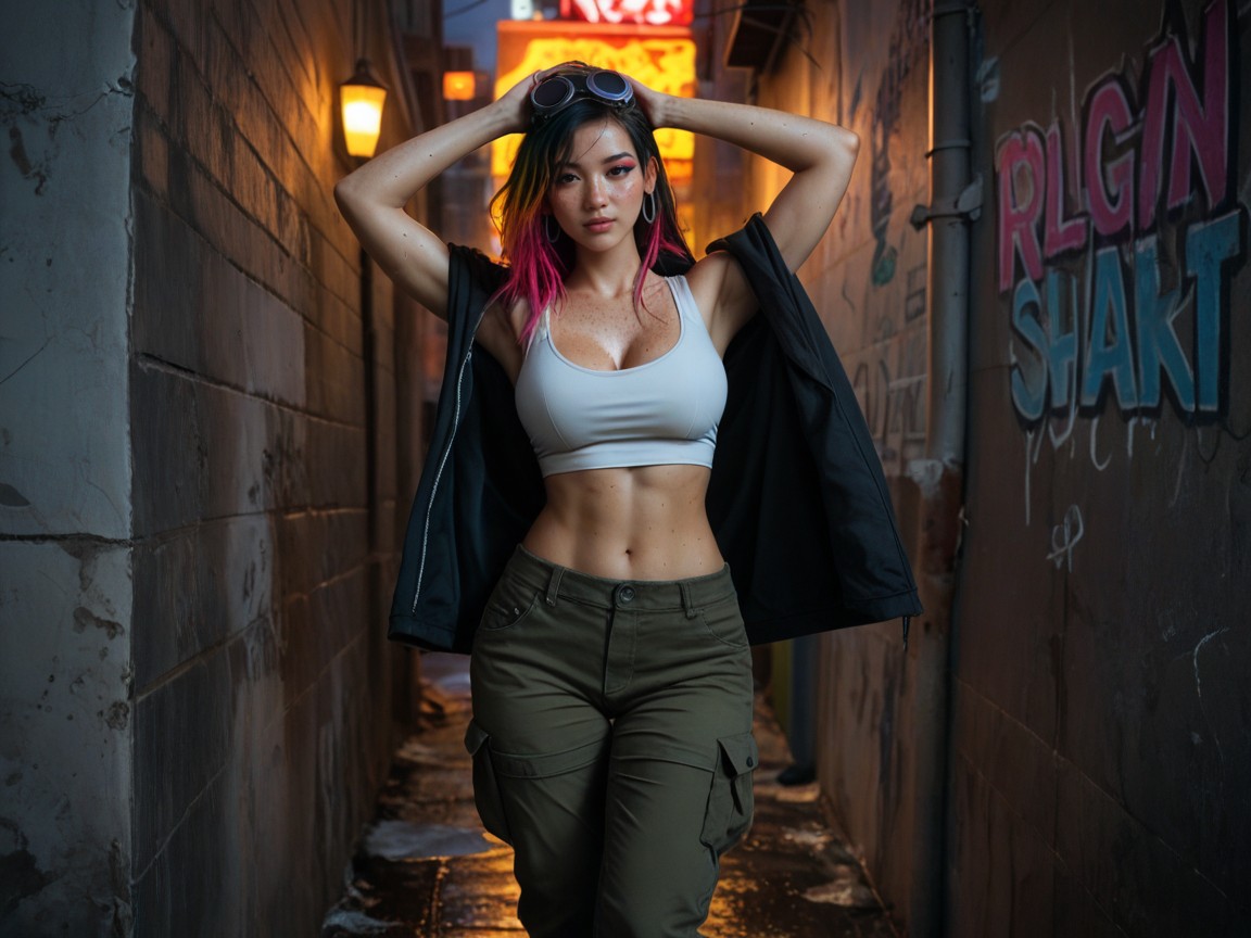Asian, Tilted Head, Bokeh AI Porn