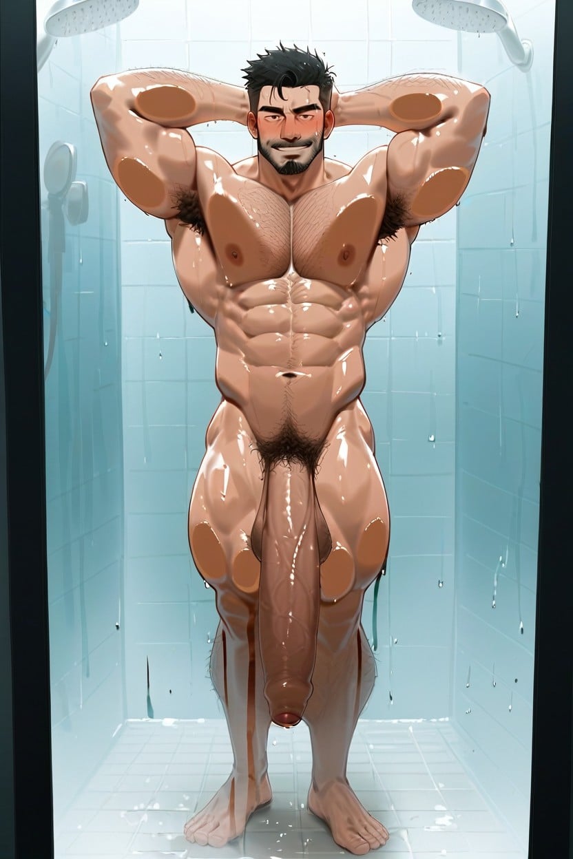 Pressed Against Glass, Sexy, Bathroom Stall AI Gay Porn