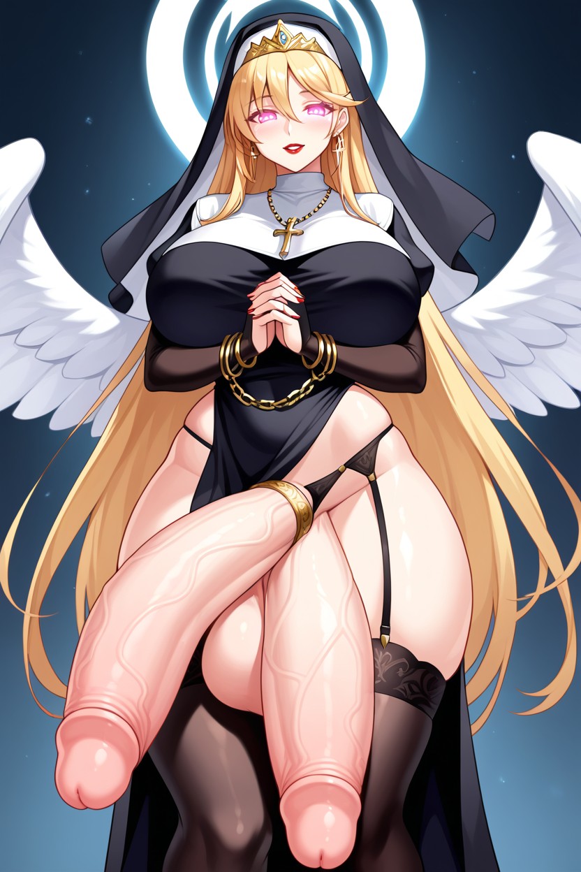 Futanari, Angel Wings, Glowing Eyes Shemale AI Porn