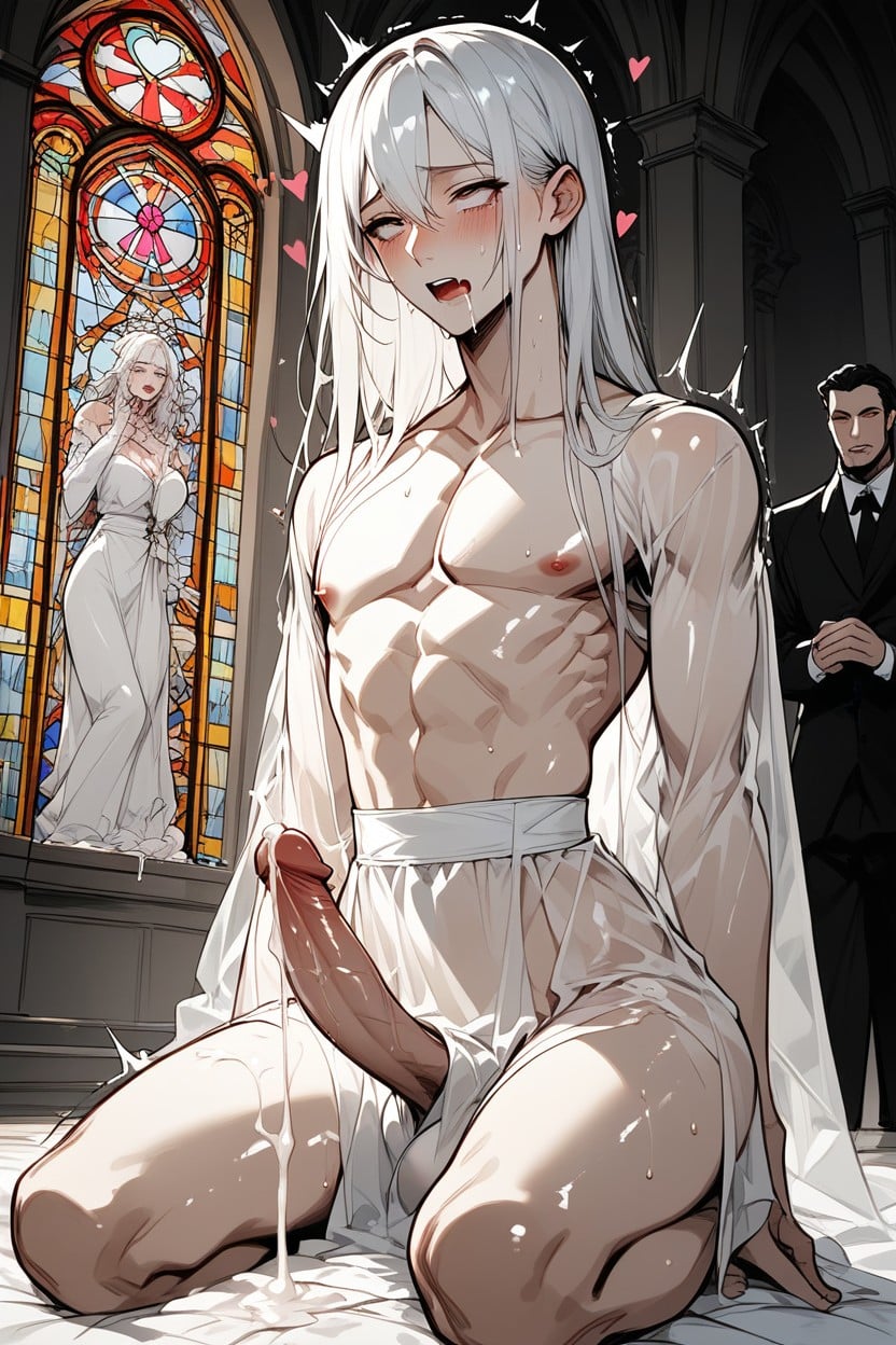 Orgasm, Desperate Face, Priest Robe Open AI Gay Porn