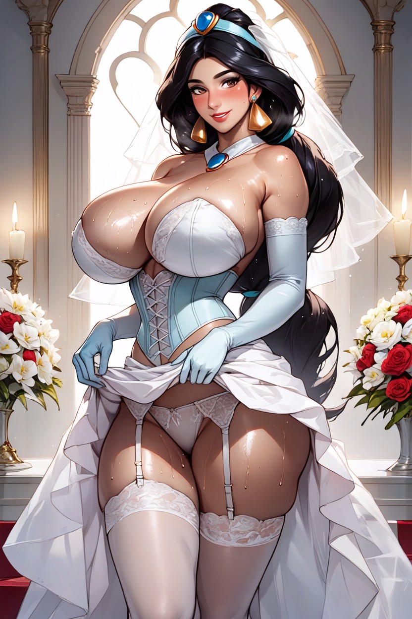 Massive Breast, Mariage Scene, Showing Panties Hentai AI Porn