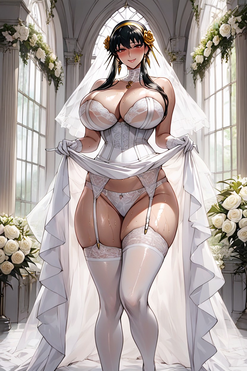 Thighs Exposed, Hourglass Figure Woman, Thick Thighs Hentai AI Porn