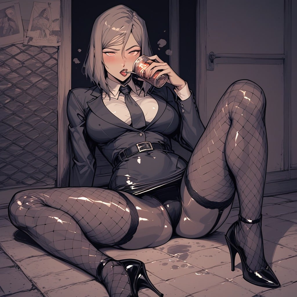Mini Skirt, Open Wet Clothes, Office Shirt Hentai AI Porn