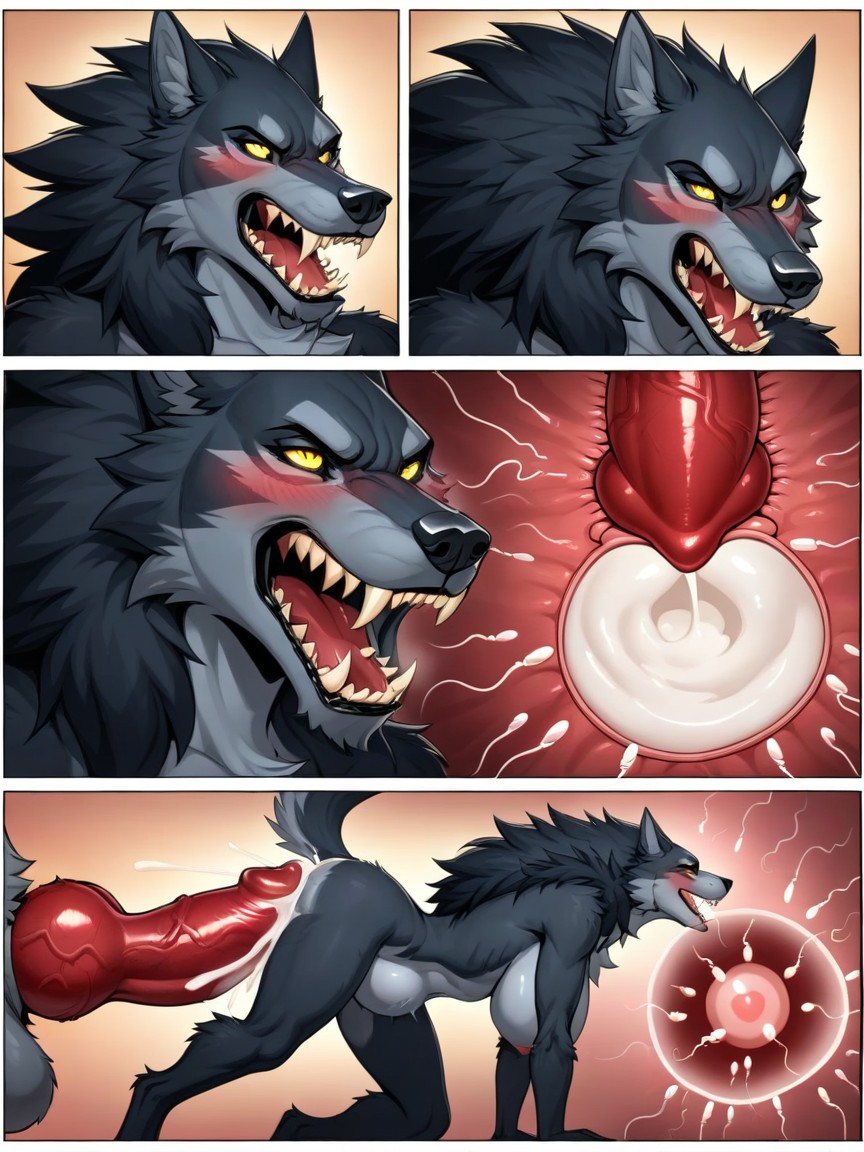 Impregnation, Black Fur, Knotting Furry AI Porn