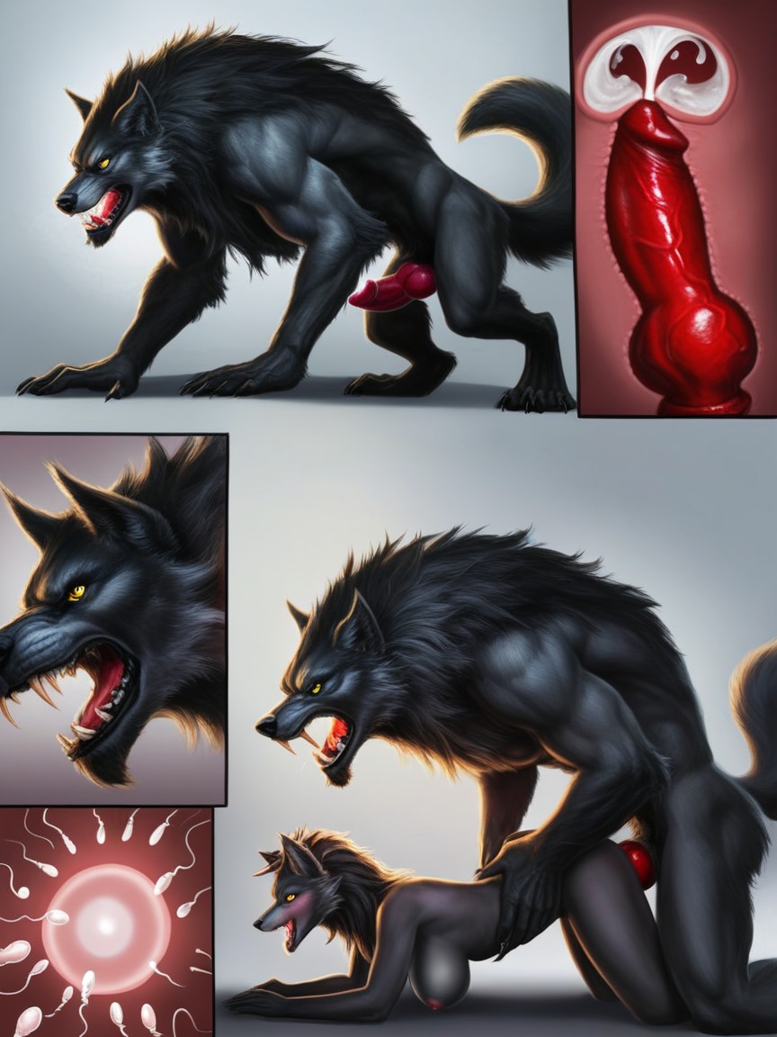 Full-face Blush, Black Fur, Female Furry AI Porn