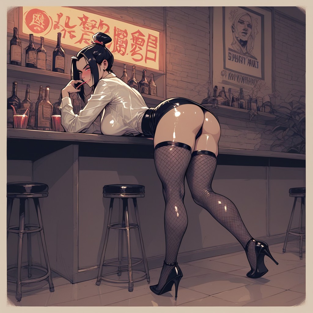 Half Naked, Falling Down, Spiled Drink Hentai AI Porn