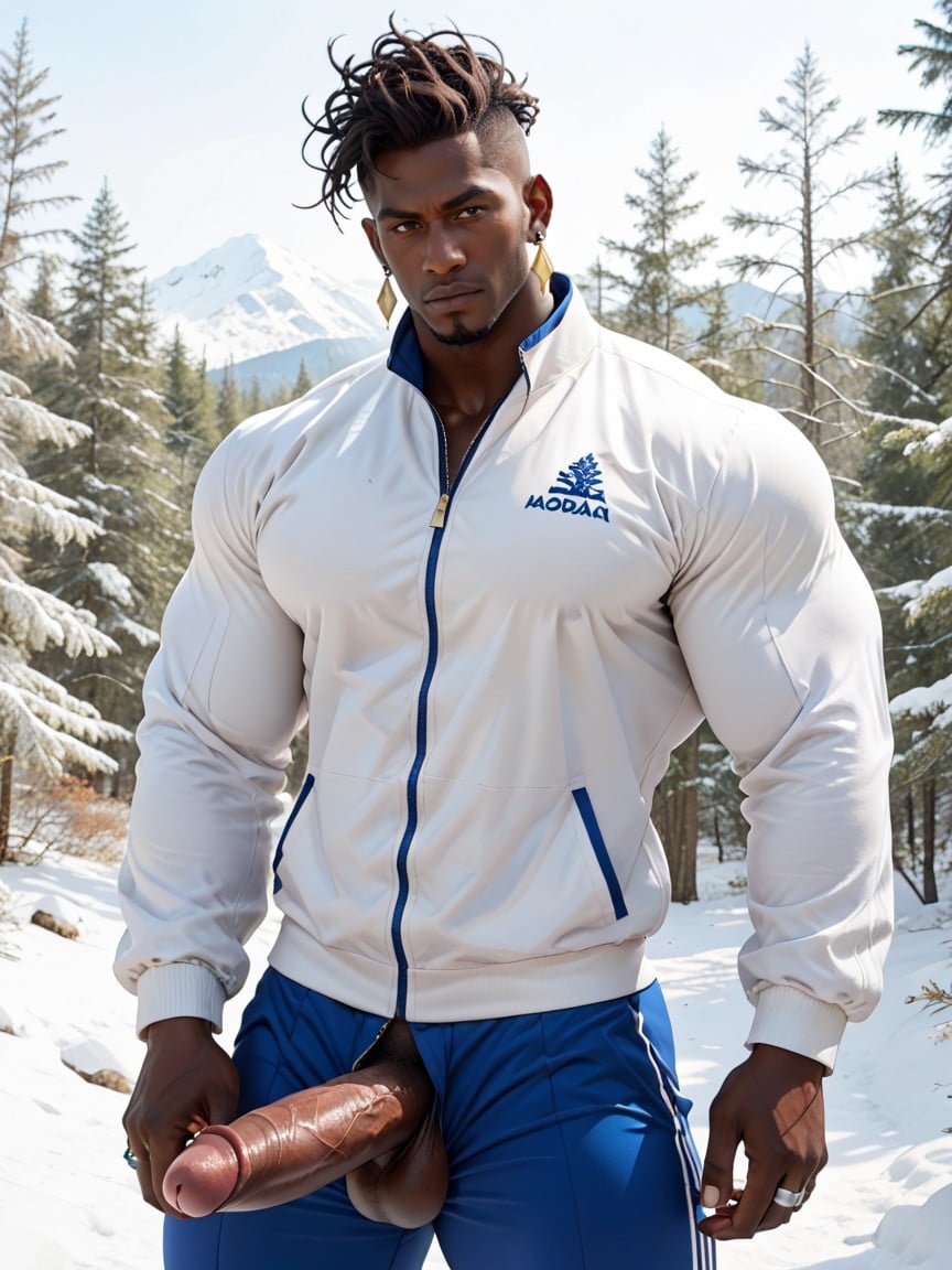 Hyper Growing Broad Shoulders, Hyper Massive Cock, Snowy Pine Trees Porno gay IA