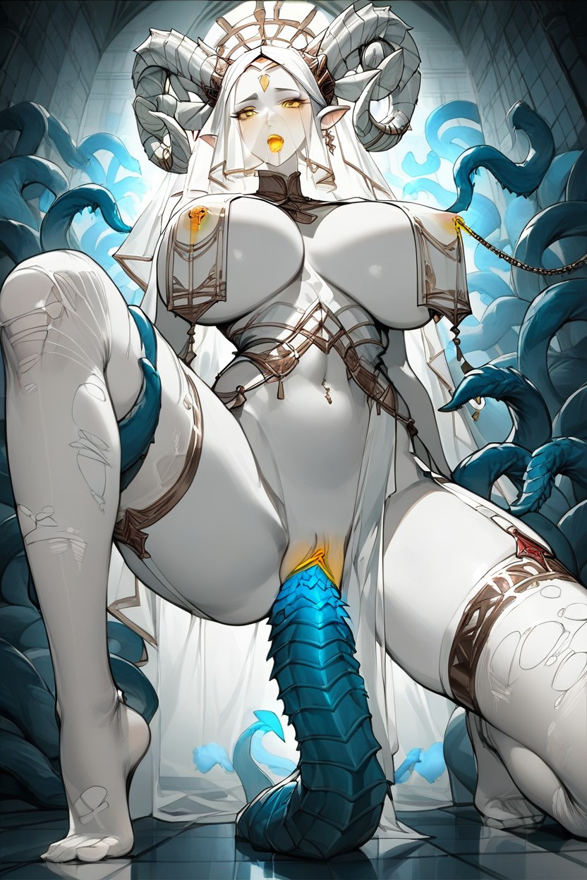 Yellow Tongue, White Horns, Backlight Hentai AI Porn