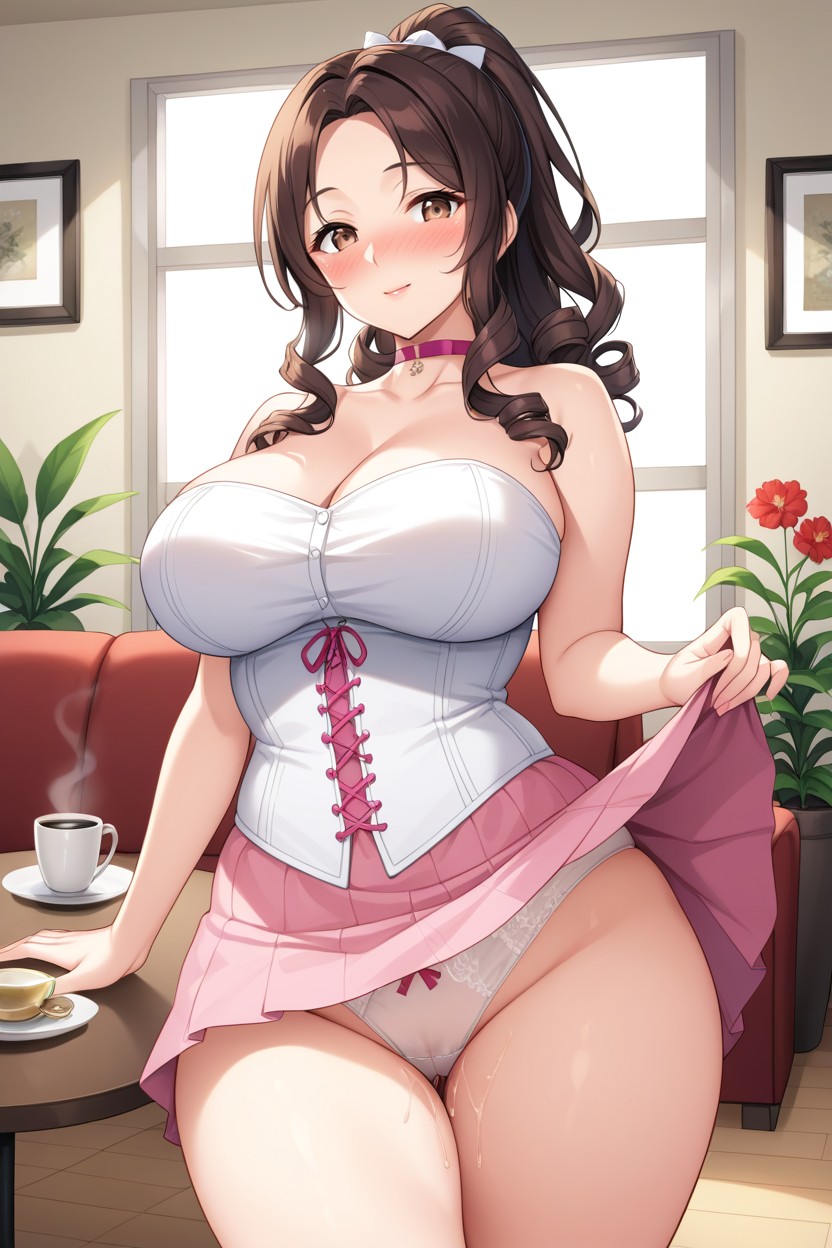 Brown Eyes, Flower, Curly Hair Hentai AI Porn