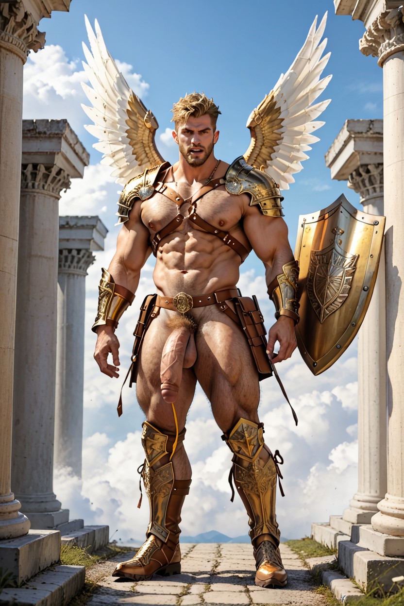 Hyper Angel Wings, Blonde Hair, Sky AI Gay Porn
