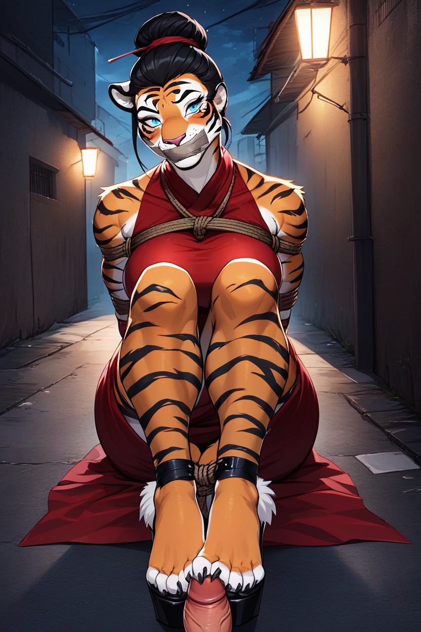 Shoejob, Red Sequin Dress, Back Lit Furry AI Porn