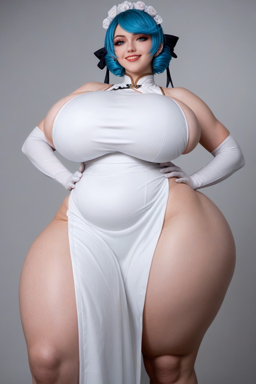 Visible Fat Stomach, Gros, Massive Oversized Colossal Breasts Porno IA