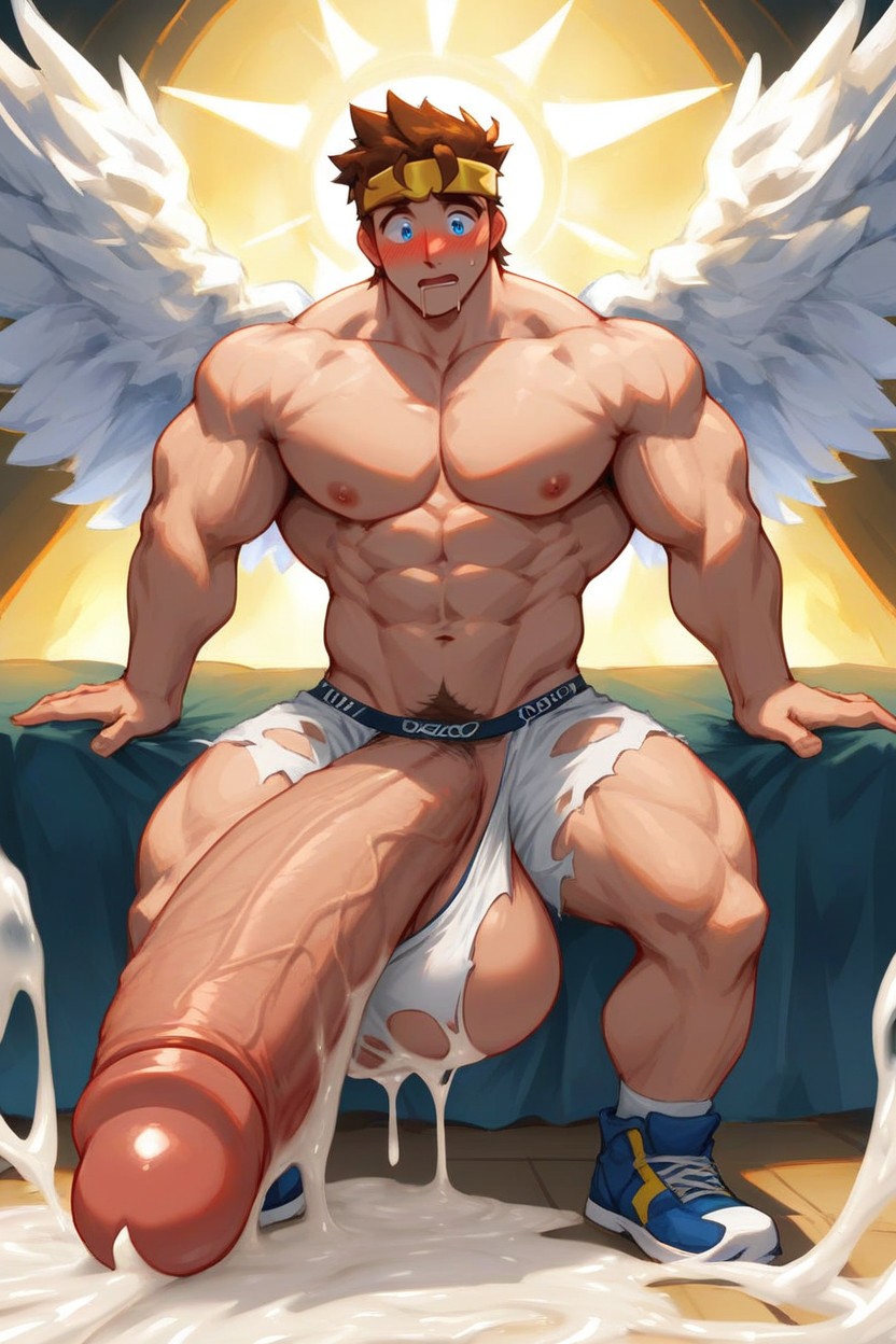 Blue Eyes, Cum On Body, Angel Wings AI Gay Porn