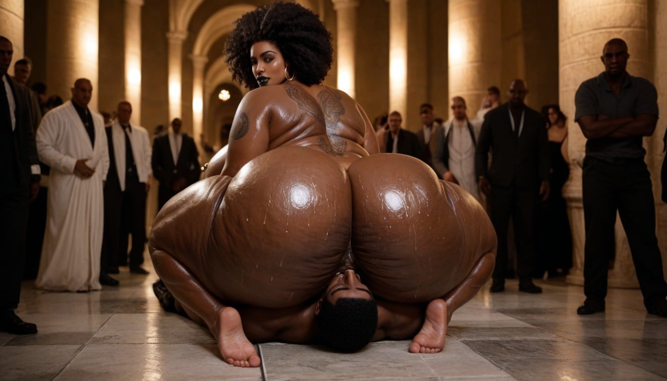 On The Pavement, Excessive Drooling, Head Of Man Inside Pussy Ebony AI Porn