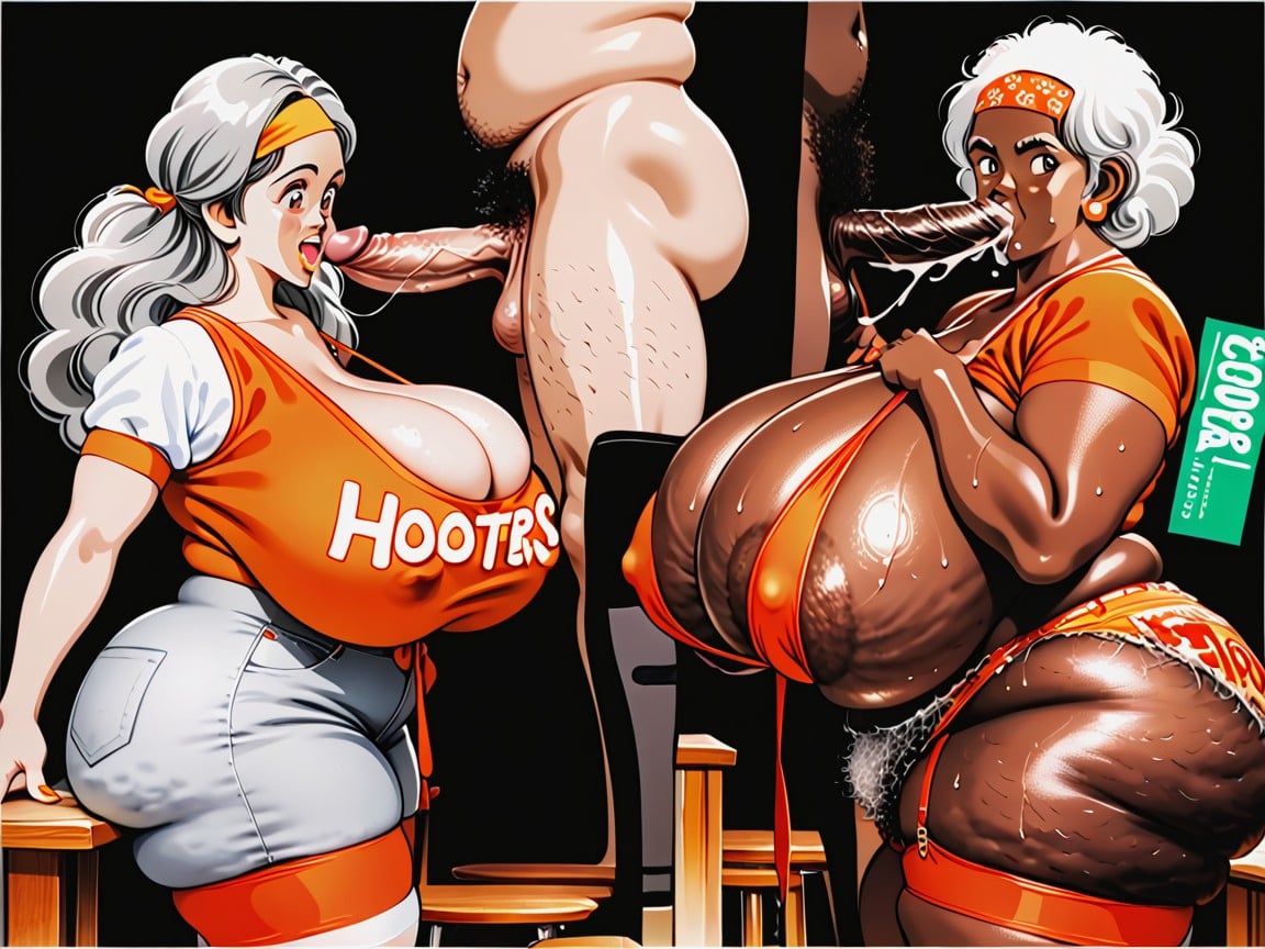 Wrinkly Face, フェラチオ (第三者視点), Extremely Dark Skinned Gilf エボニーAIエロ