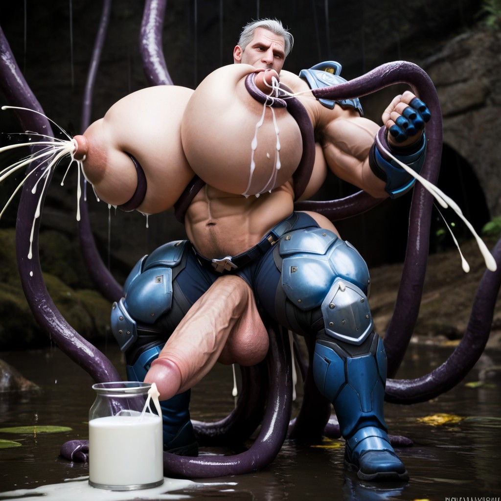 Tentacles, Reinhardt From Overwatch Massive Muscles, Tentacles Penetrating Nipples AI Gay Porn