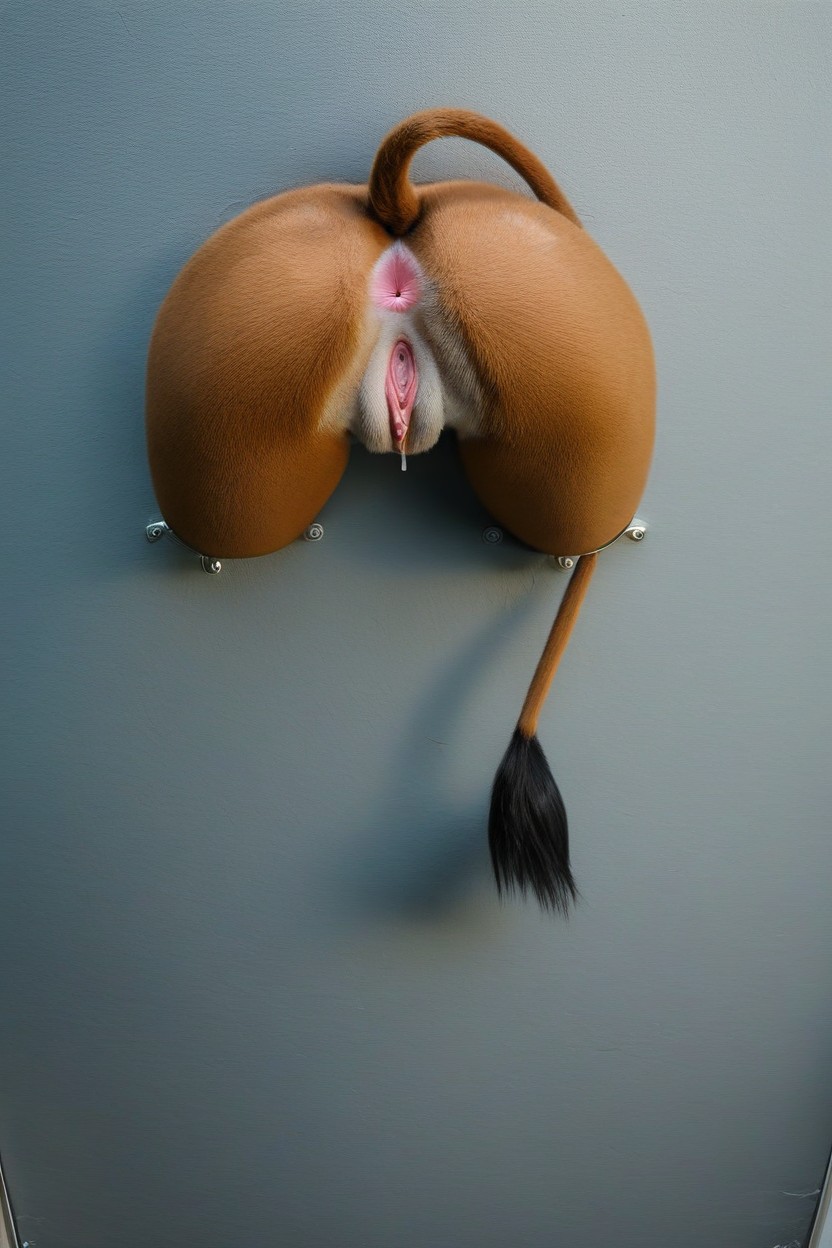 Close Up Pussy, Light Fur On Belly, Stuck In Wall Furry AI Porn