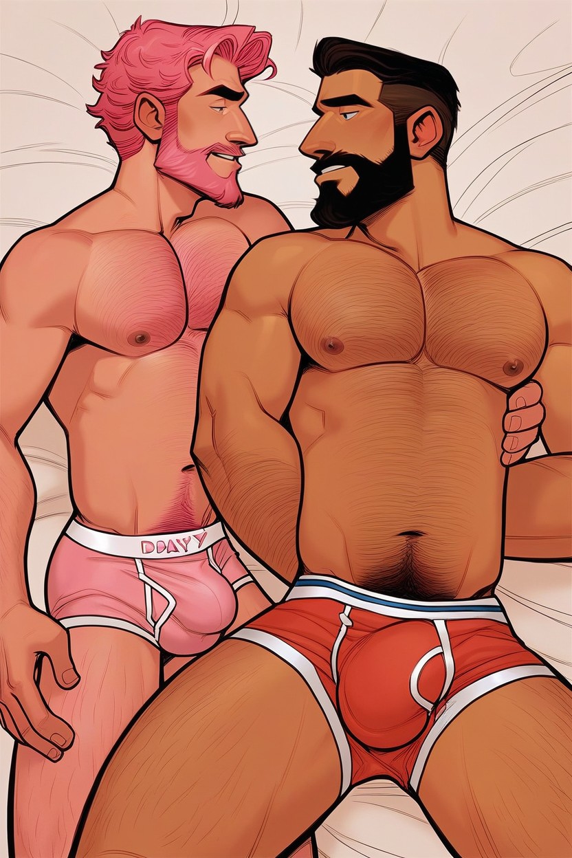 Grabbing Bulge, Pink Underwear, Pink Briefs AI Gay Porn