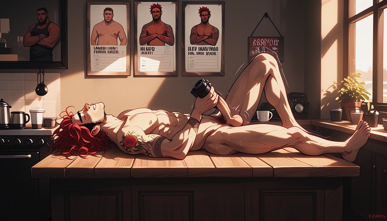 Red Hair, Motion Lines, Naked AI Gay Porn