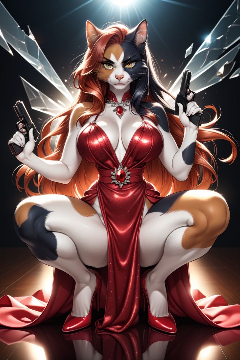Shattered Glass Action Scene, Ultra High Detail, Disgusted Furry AI Porn