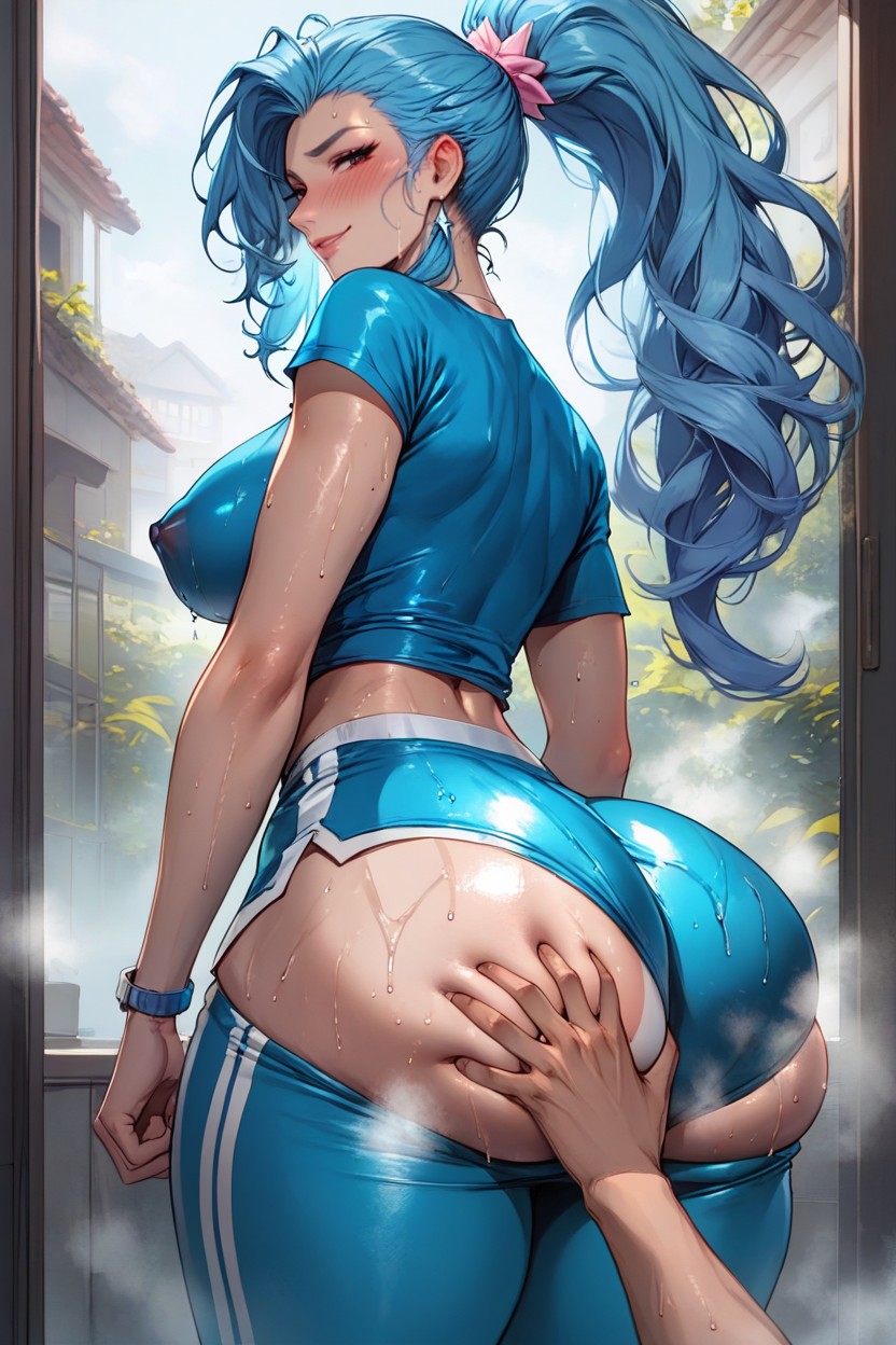 Wet Body, Groping Ass, Covered Nipples Hentai AI Porn