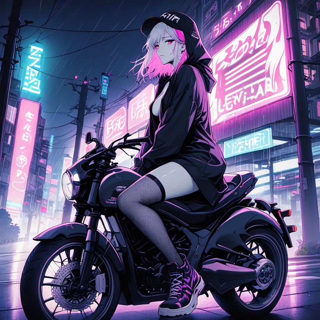 Mesh Stockings, Heavy Rain, City Street Hentai AI Porn