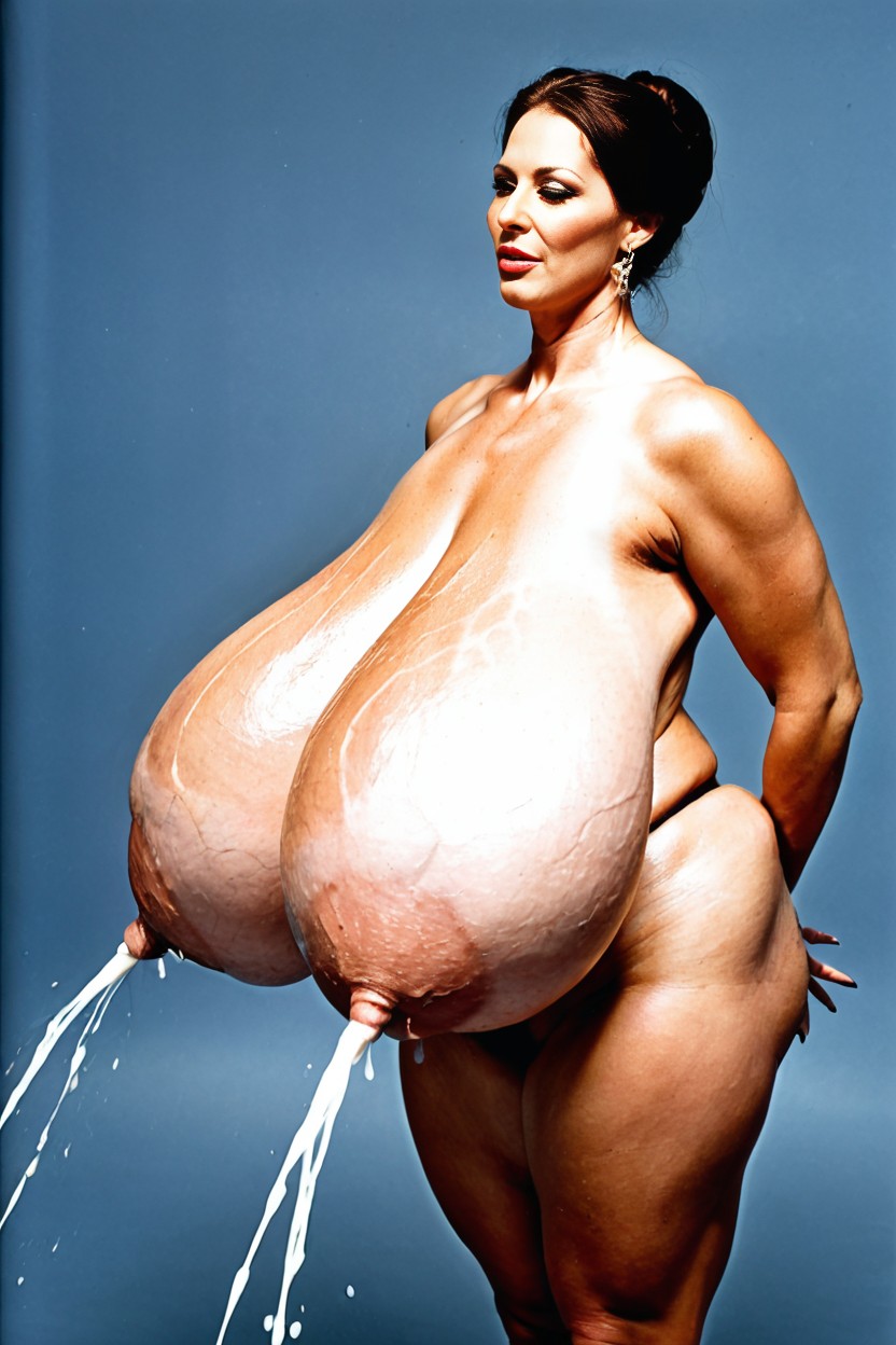 Arms Behind Back, Plump Lips, Lactating AI Porn