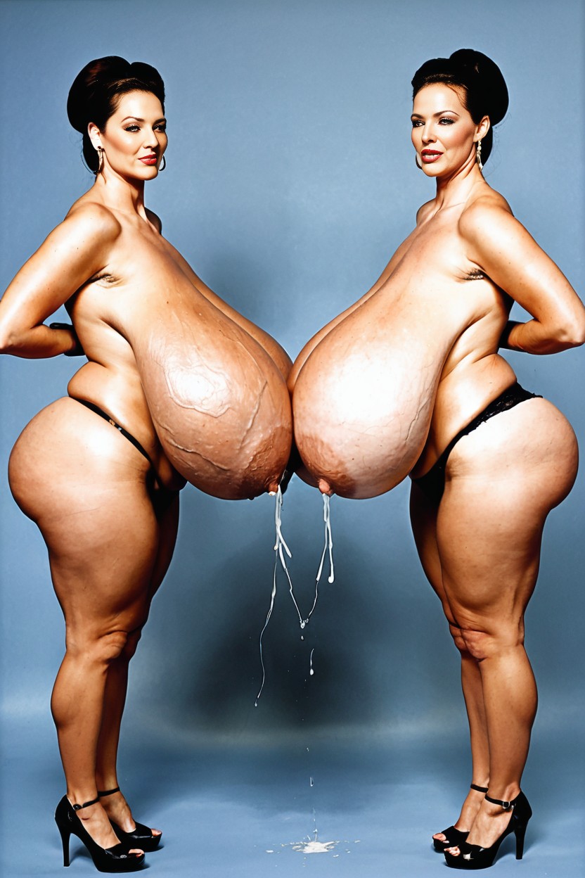 Gigantic Breasts, Standing, Breasts Bigger Than Torso Porno IA