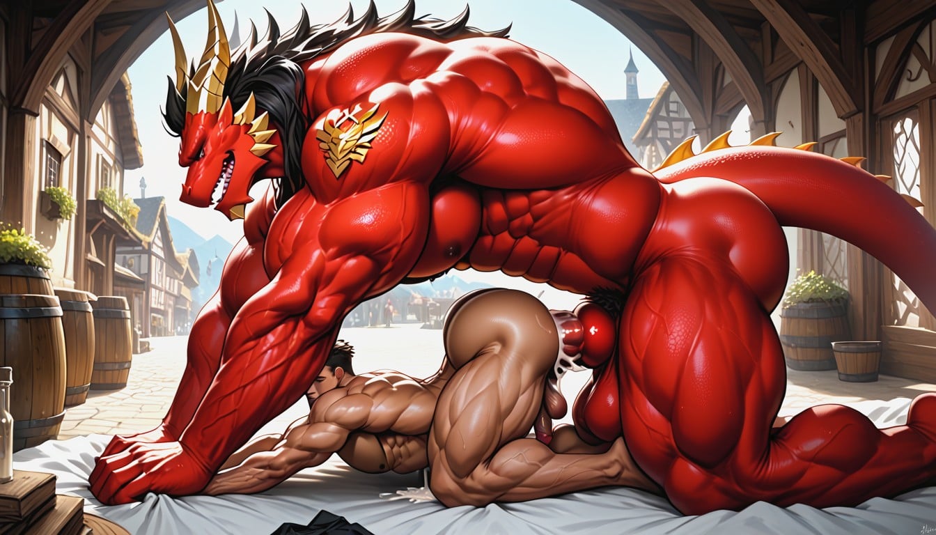 Dragon Fucking A Dragon, Face Down, Growing Cock AI Gay Porn
