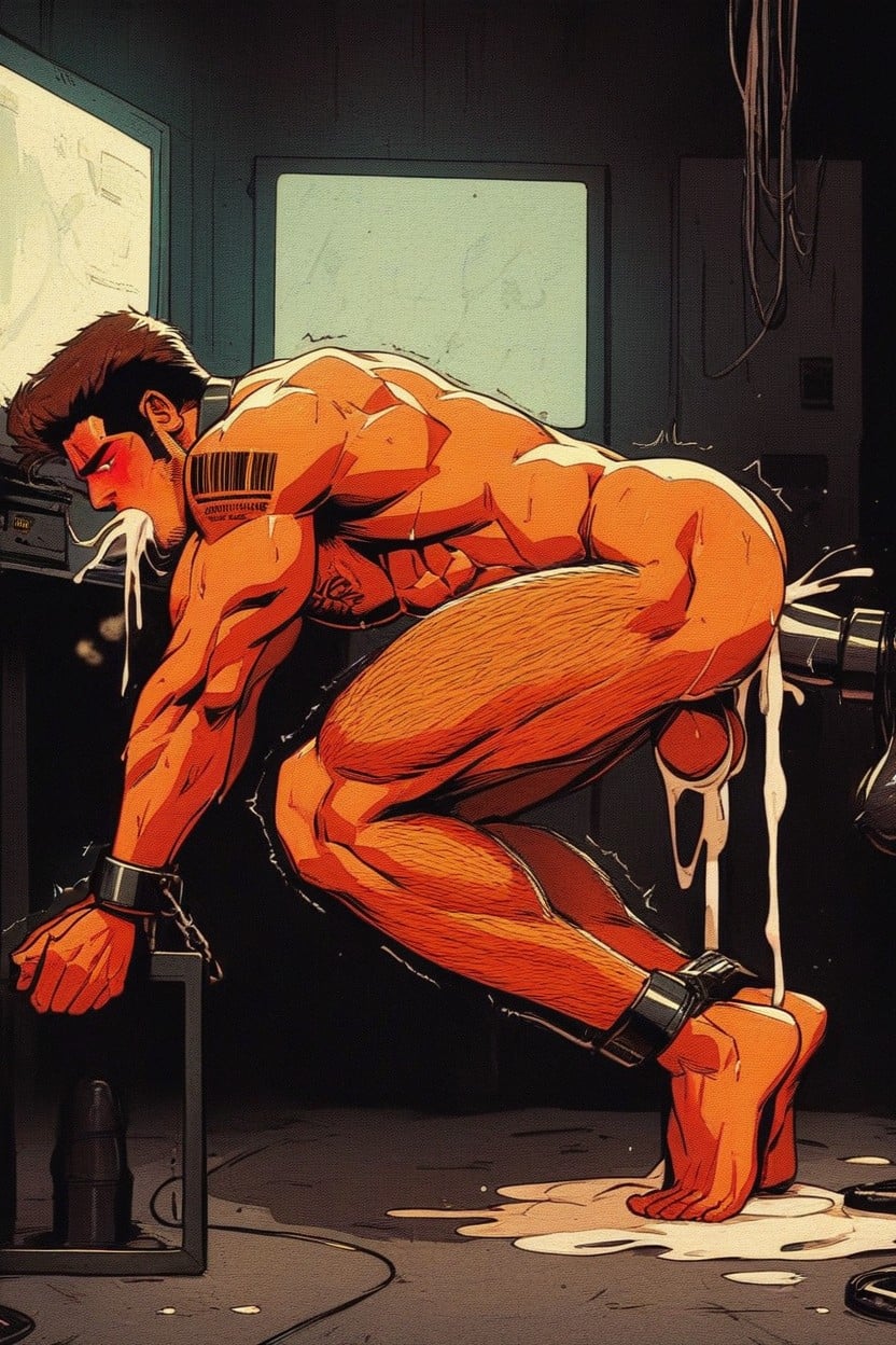 Kneeling, Swollen Balls, Being Milked AI Gay Porn