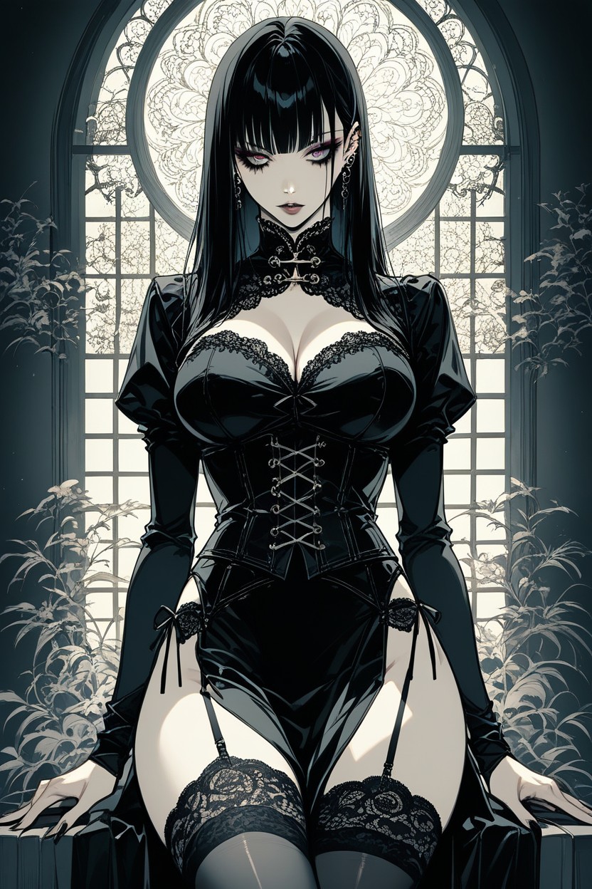 Slightly Parted Glossy Lips, Numagao, Background Dimly Lit Room Hentai AI Porn