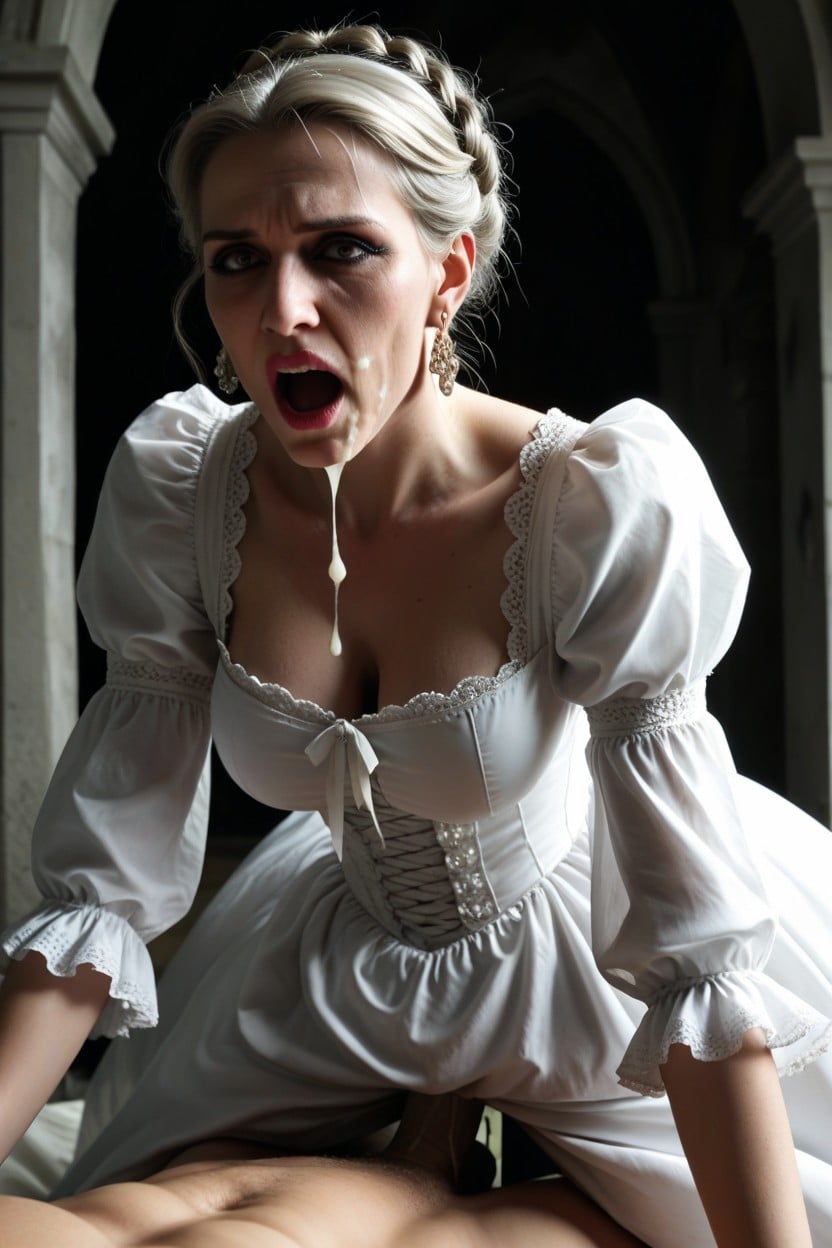 Night, Noir, Fully Dressed Surprise Vaginal Penetration Through Her Long Dress AI Porn