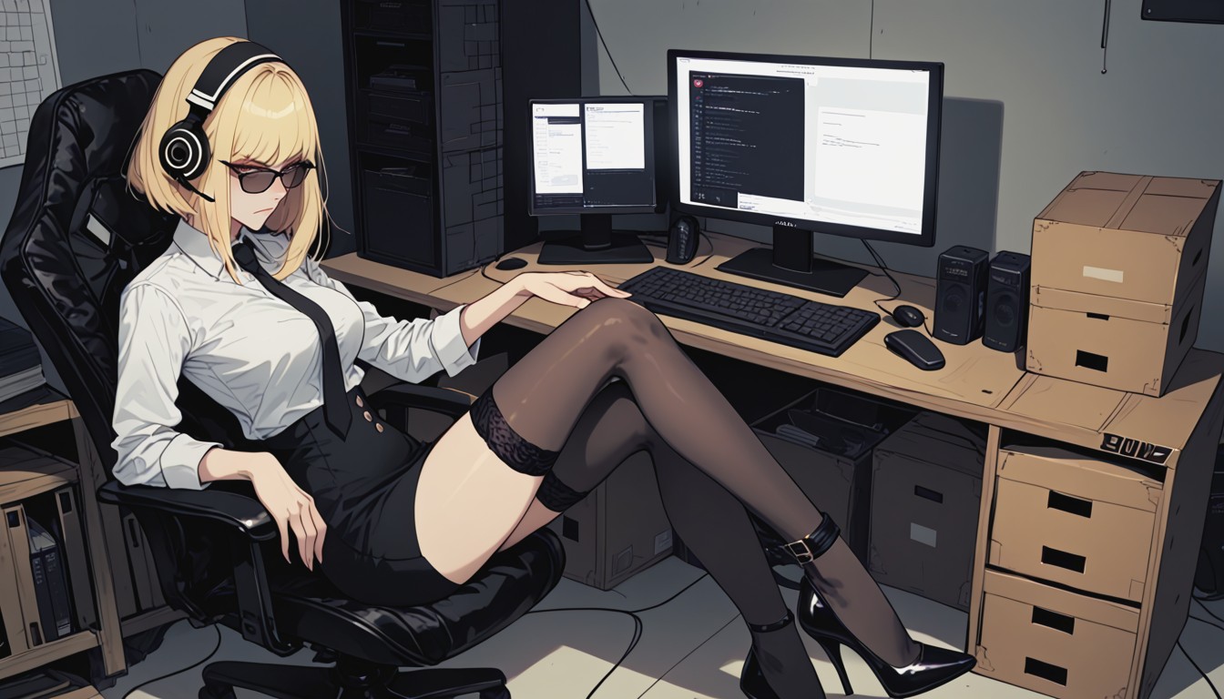 Dark Black Sunglasses, Electronics All Around, Headphones AI Porn