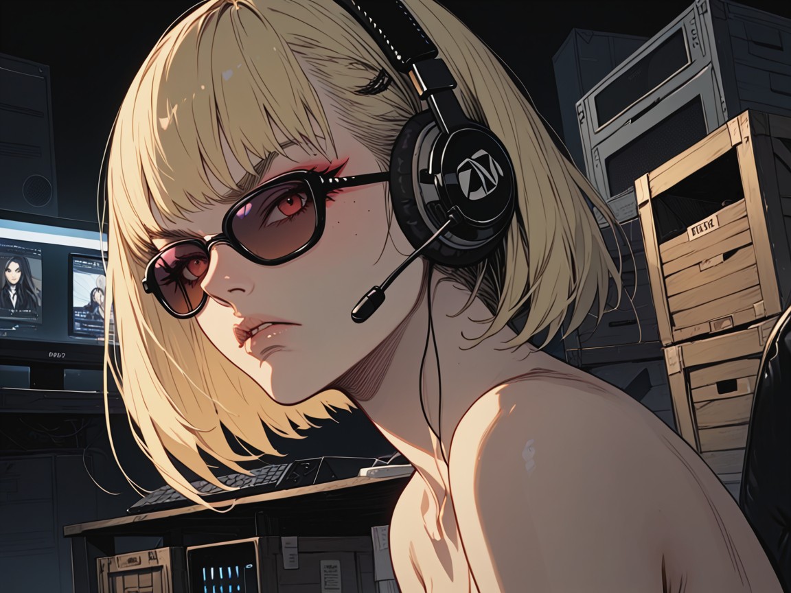Close Up On Her Face, High Heels, Walls Filled With Electronics And Monitors KI Porno